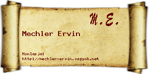 Mechler Ervin névjegykártya
